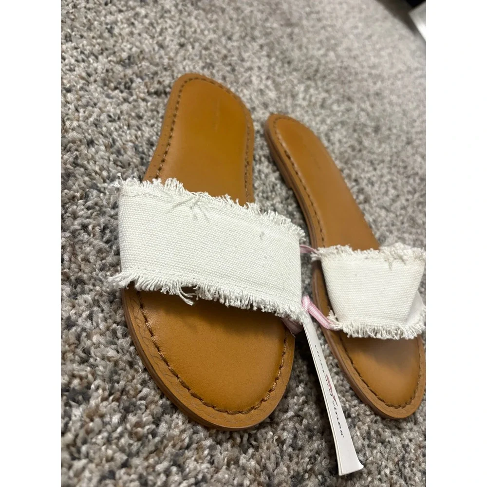 NWT Vineyard Vines Canvas White Linen Sandal Slides Coastal 9